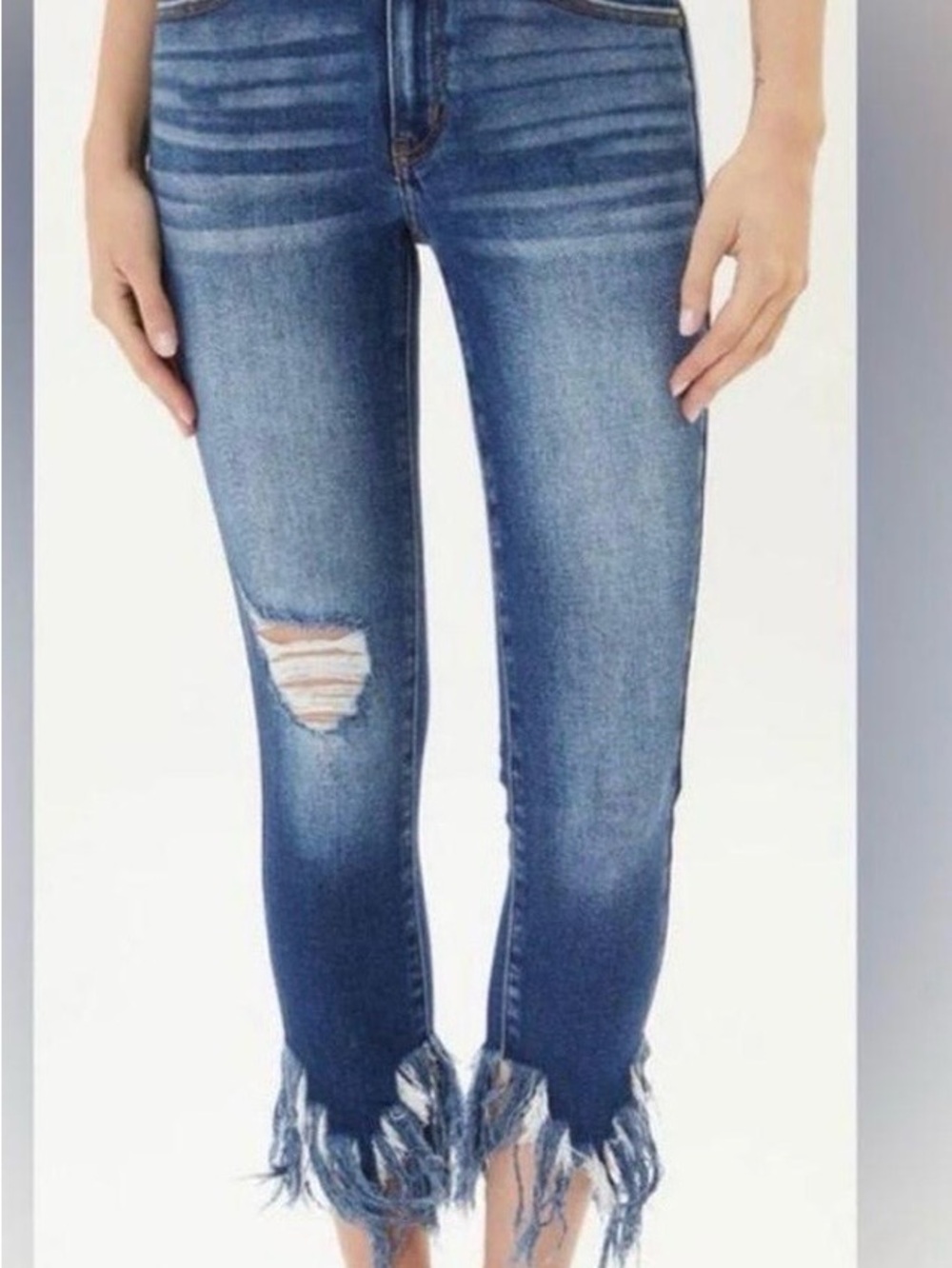 KanCan Blue Distressed Frayed Hem Jeans